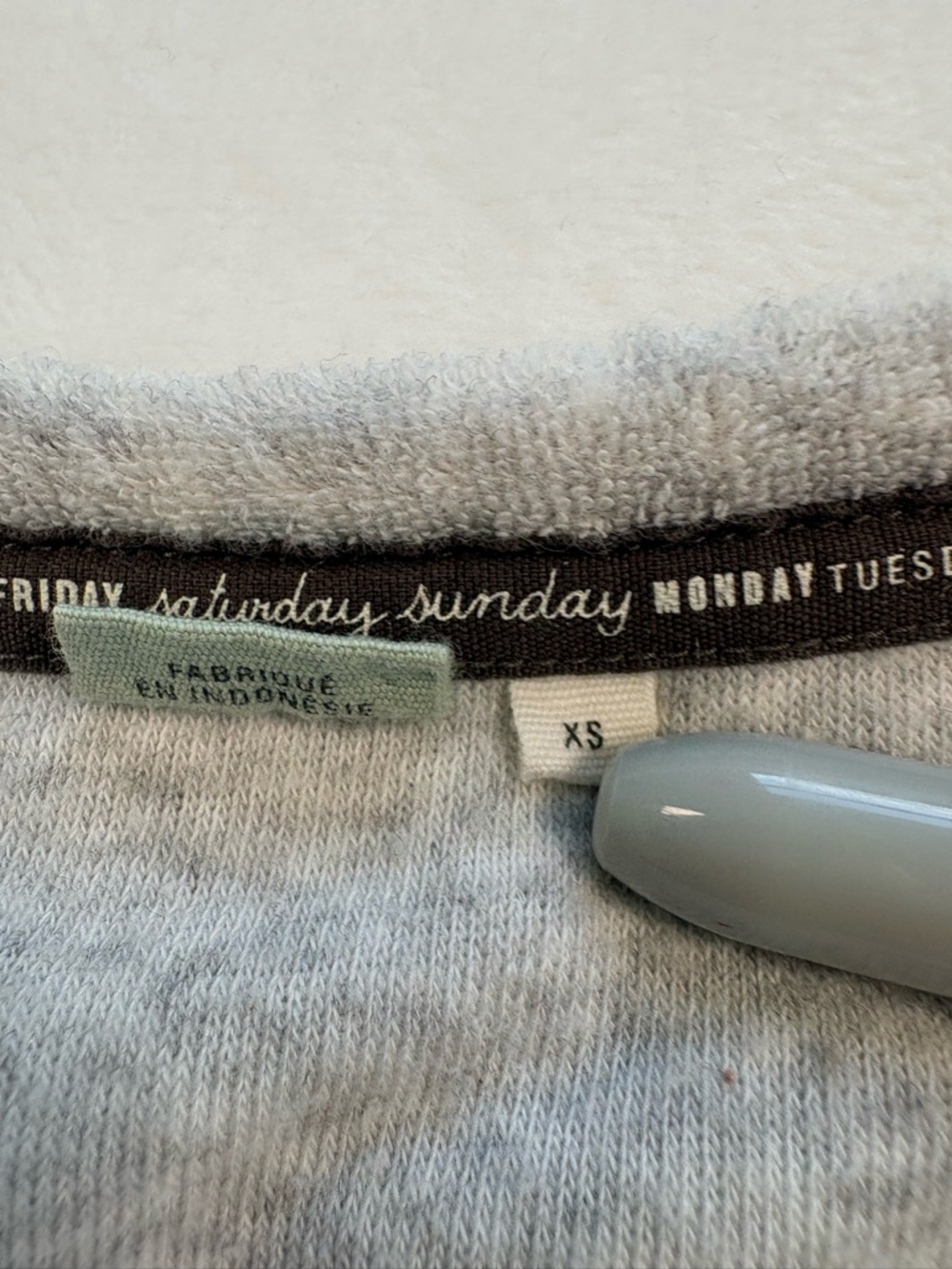 SATURDAY SUNDAY Anthropologie Terry Knit Tee Gray Short Sleeve Soft XS Basics - Picture 4 of 8